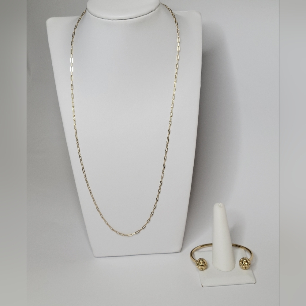 Elizabeth and James Elegant Gold 24"Chain Lyra Cuff 24k Yellow Gold Plated